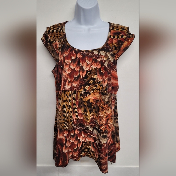 Dressbarn M Slinky Stretch Tiered Top Embellished Excellent Condition - Picture 1 of 5